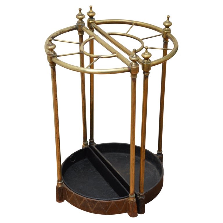 Pair Of English Antique Umbrella Stands in Brass, Victorian c1870s